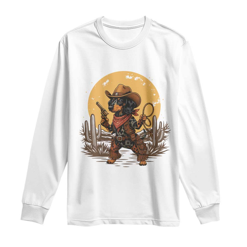Funny Dachshund Cowboy Long Sleeve Shirt Western Wiener Dog - Wonder Print Shop