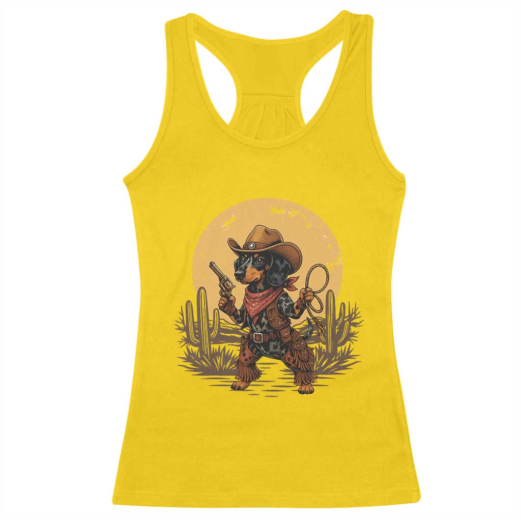 Funny Dachshund Cowboy Racerback Tank Top Western Wiener Dog - Wonder Print Shop