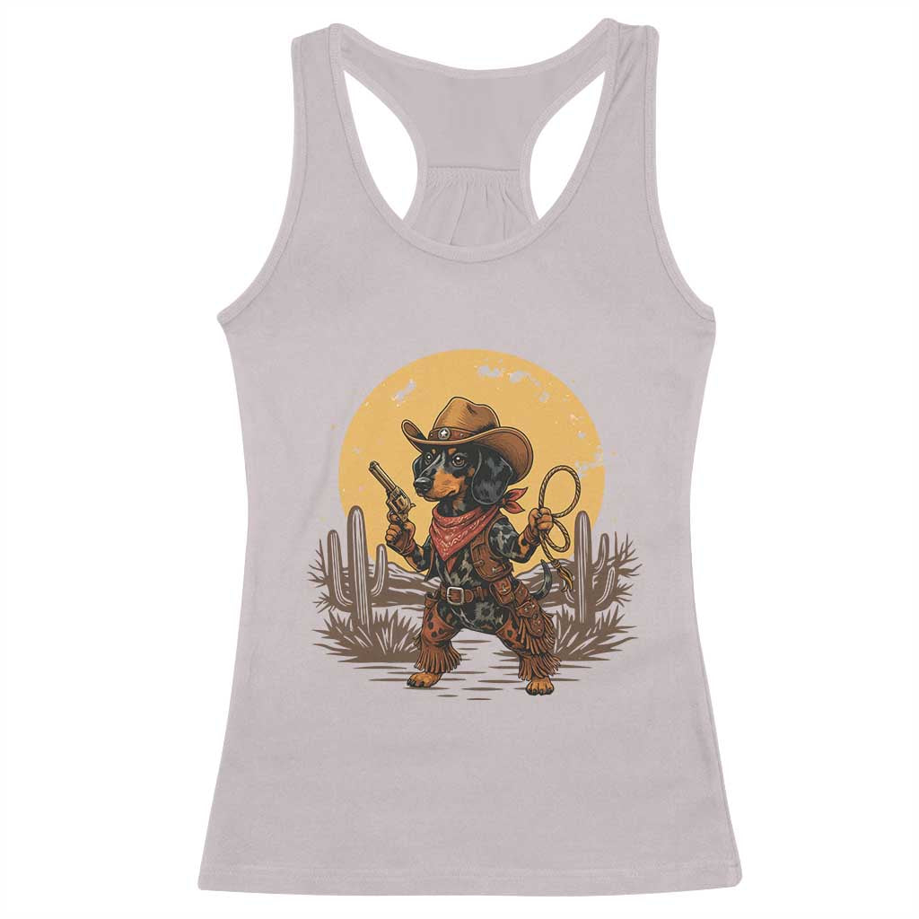 Funny Dachshund Cowboy Racerback Tank Top Western Wiener Dog - Wonder Print Shop