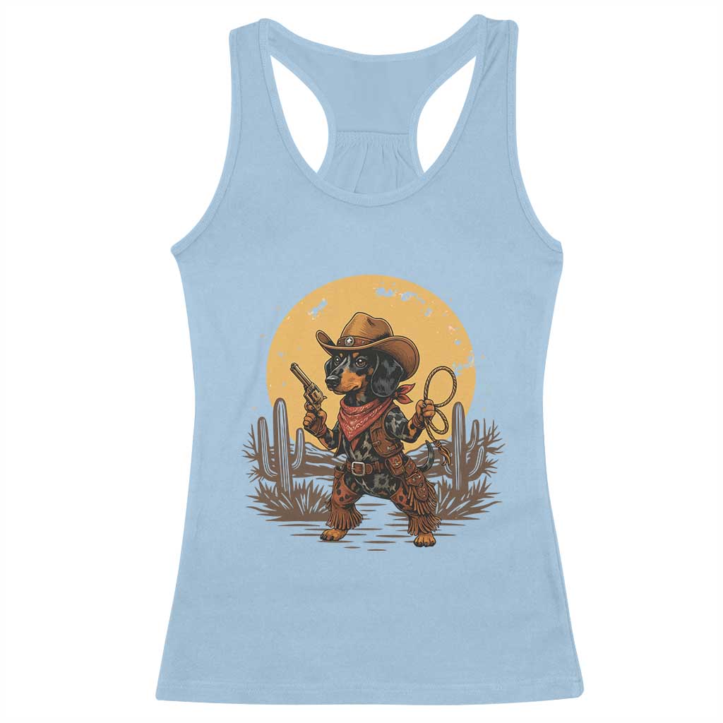 Funny Dachshund Cowboy Racerback Tank Top Western Wiener Dog - Wonder Print Shop