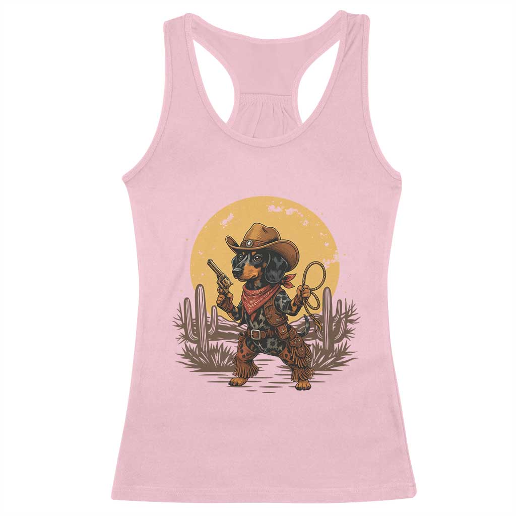Funny Dachshund Cowboy Racerback Tank Top Western Wiener Dog - Wonder Print Shop