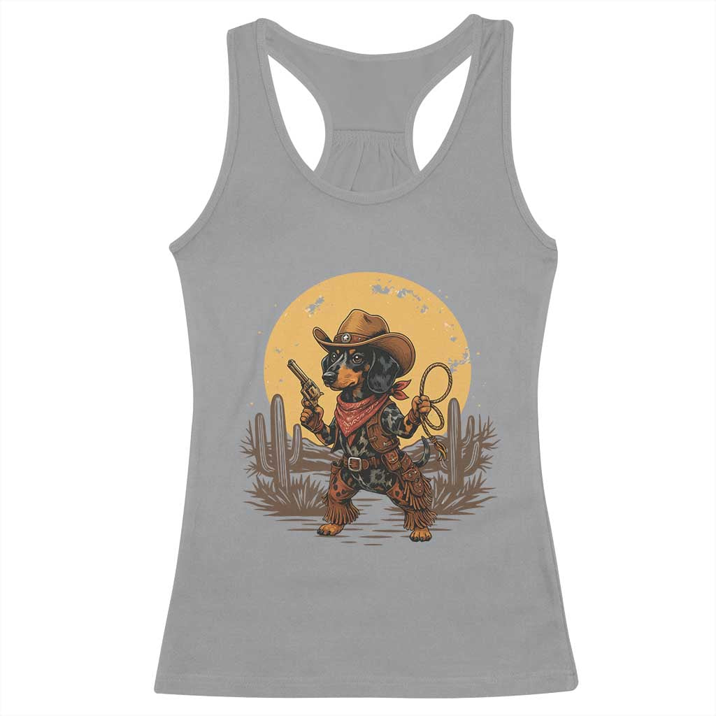 Funny Dachshund Cowboy Racerback Tank Top Western Wiener Dog - Wonder Print Shop