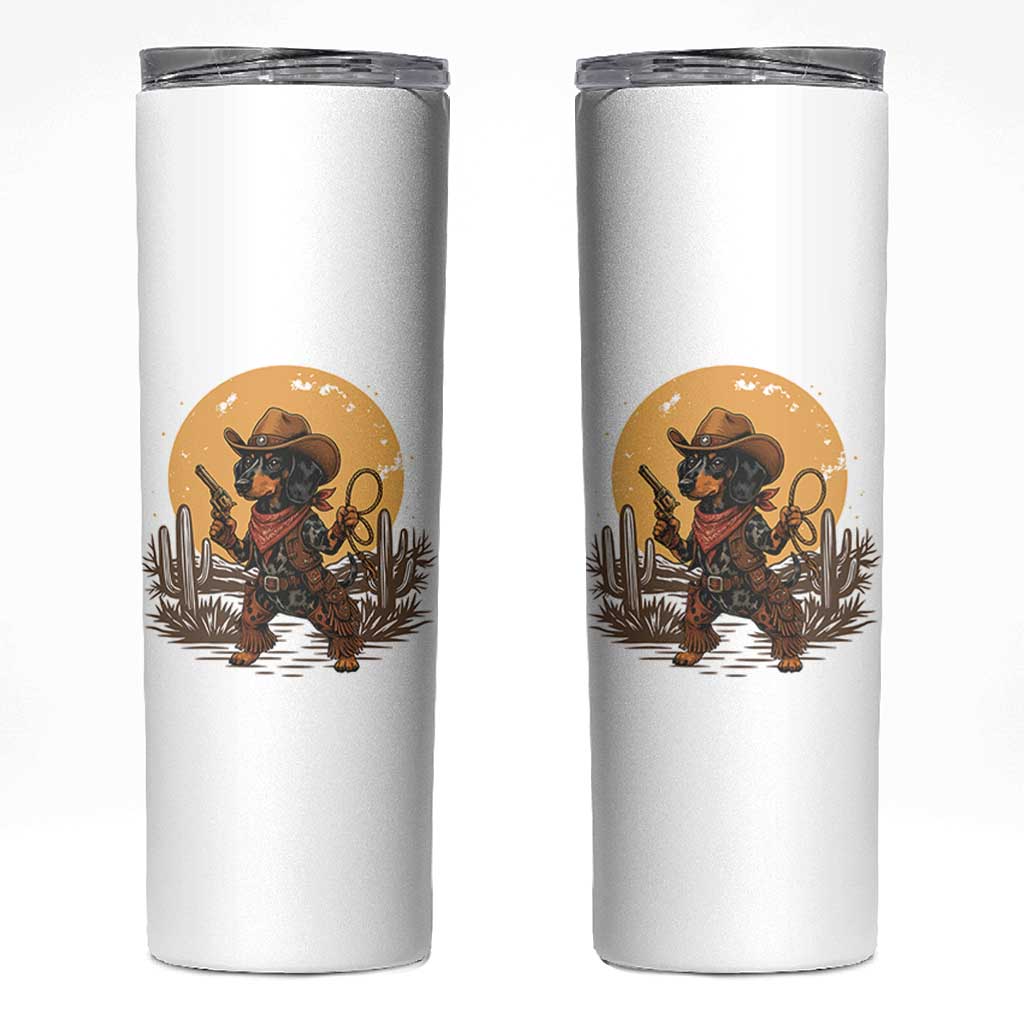 Funny Dachshund Cowboy Skinny Tumbler Western Wiener Dog