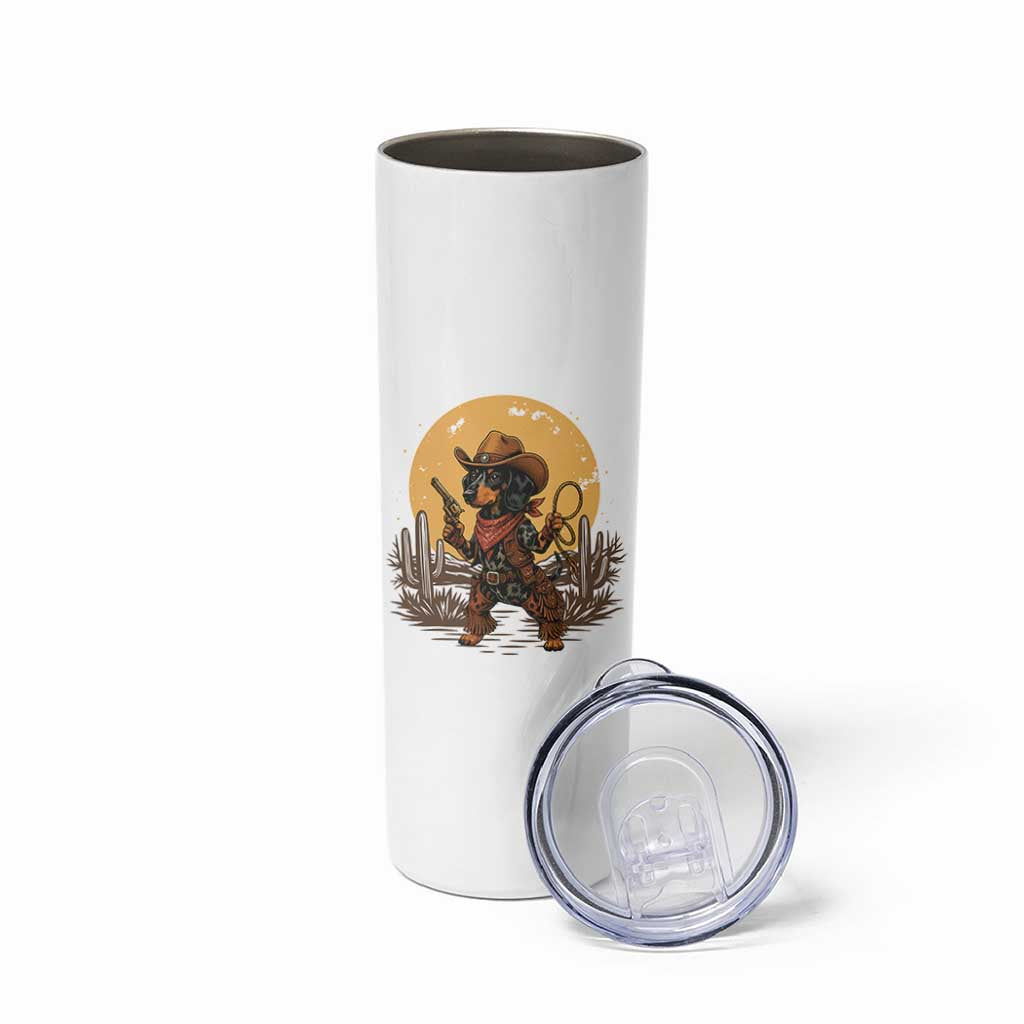 Funny Dachshund Cowboy Skinny Tumbler Western Wiener Dog