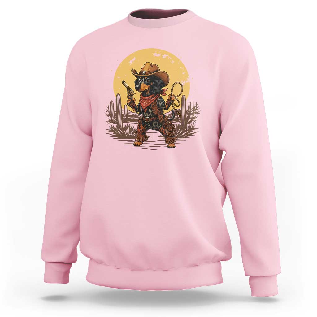 Funny Dachshund Cowboy Sweatshirt Western Wiener Dog - Wonder Print Shop