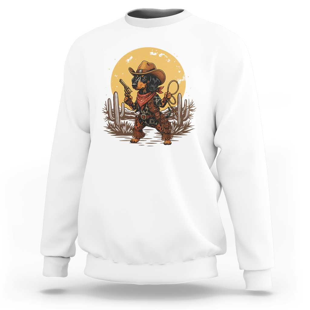 Funny Dachshund Cowboy Sweatshirt Western Wiener Dog - Wonder Print Shop