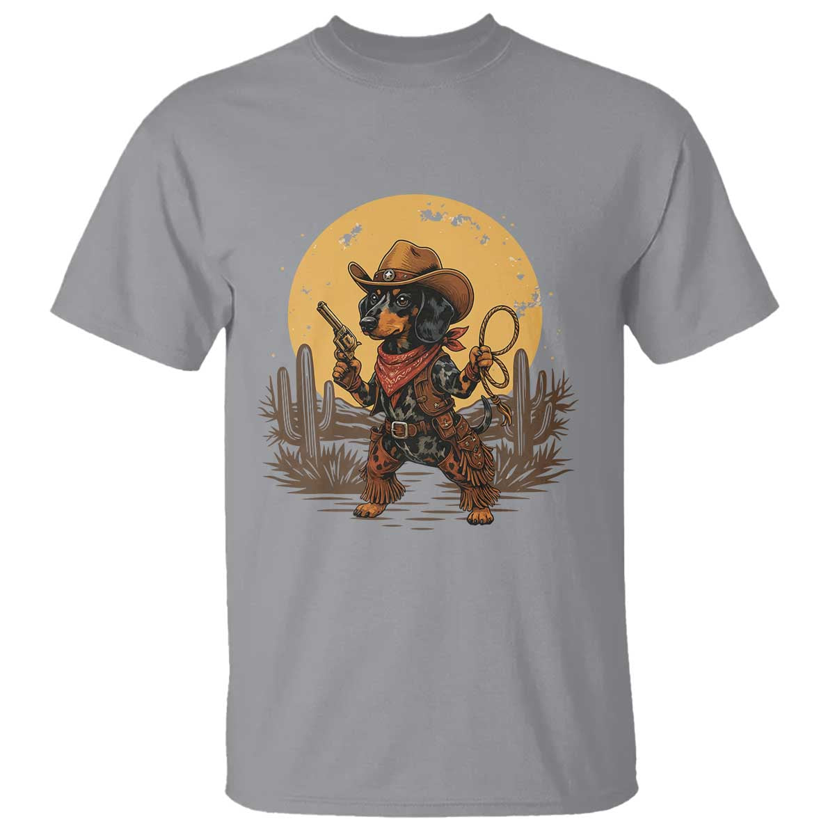 Funny Dachshund Cowboy T Shirt Western Wiener Dog - Wonder Print Shop