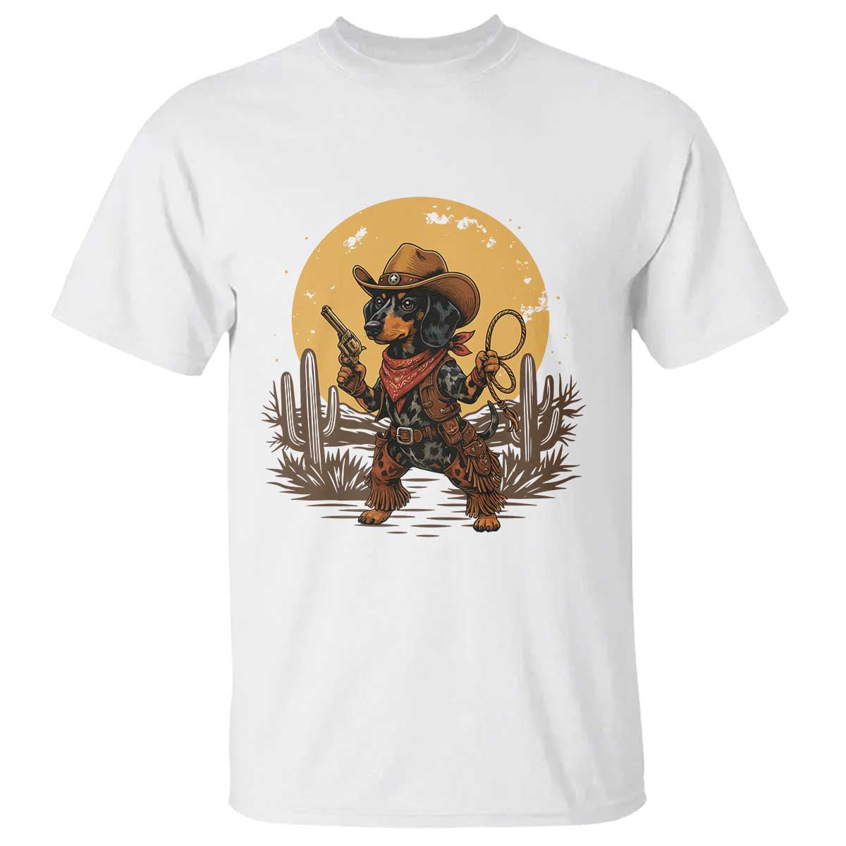 Funny Dachshund Cowboy T Shirt Western Wiener Dog - Wonder Print Shop