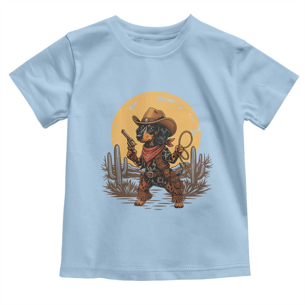 Funny Dachshund Cowboy Toddler T Shirt Western Wiener Dog - Wonder Print Shop