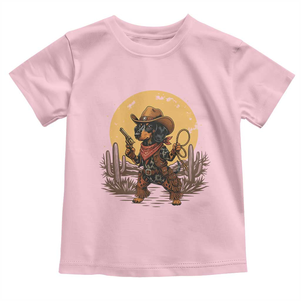 Funny Dachshund Cowboy Toddler T Shirt Western Wiener Dog - Wonder Print Shop