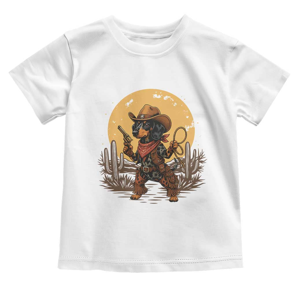 Funny Dachshund Cowboy Toddler T Shirt Western Wiener Dog - Wonder Print Shop