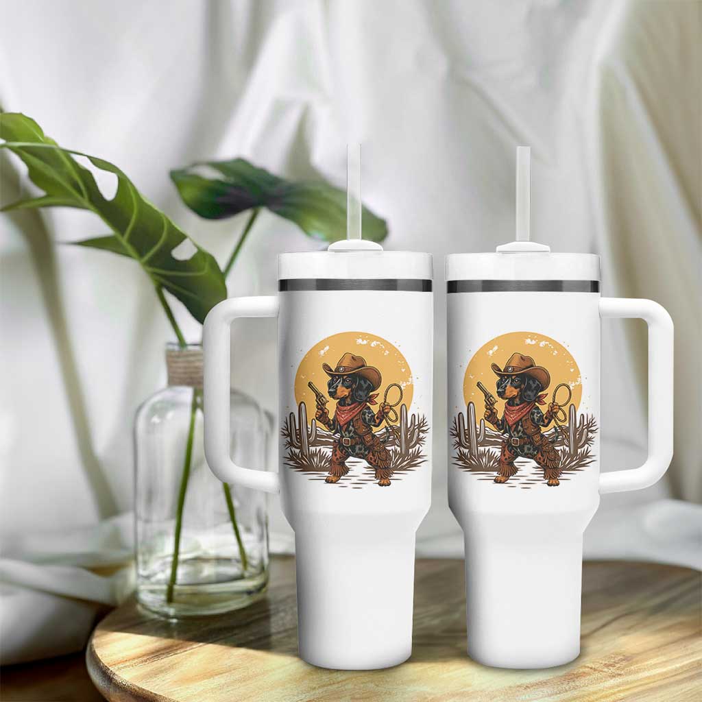 Funny Dachshund Cowboy Tumbler With Handle Western Wiener Dog