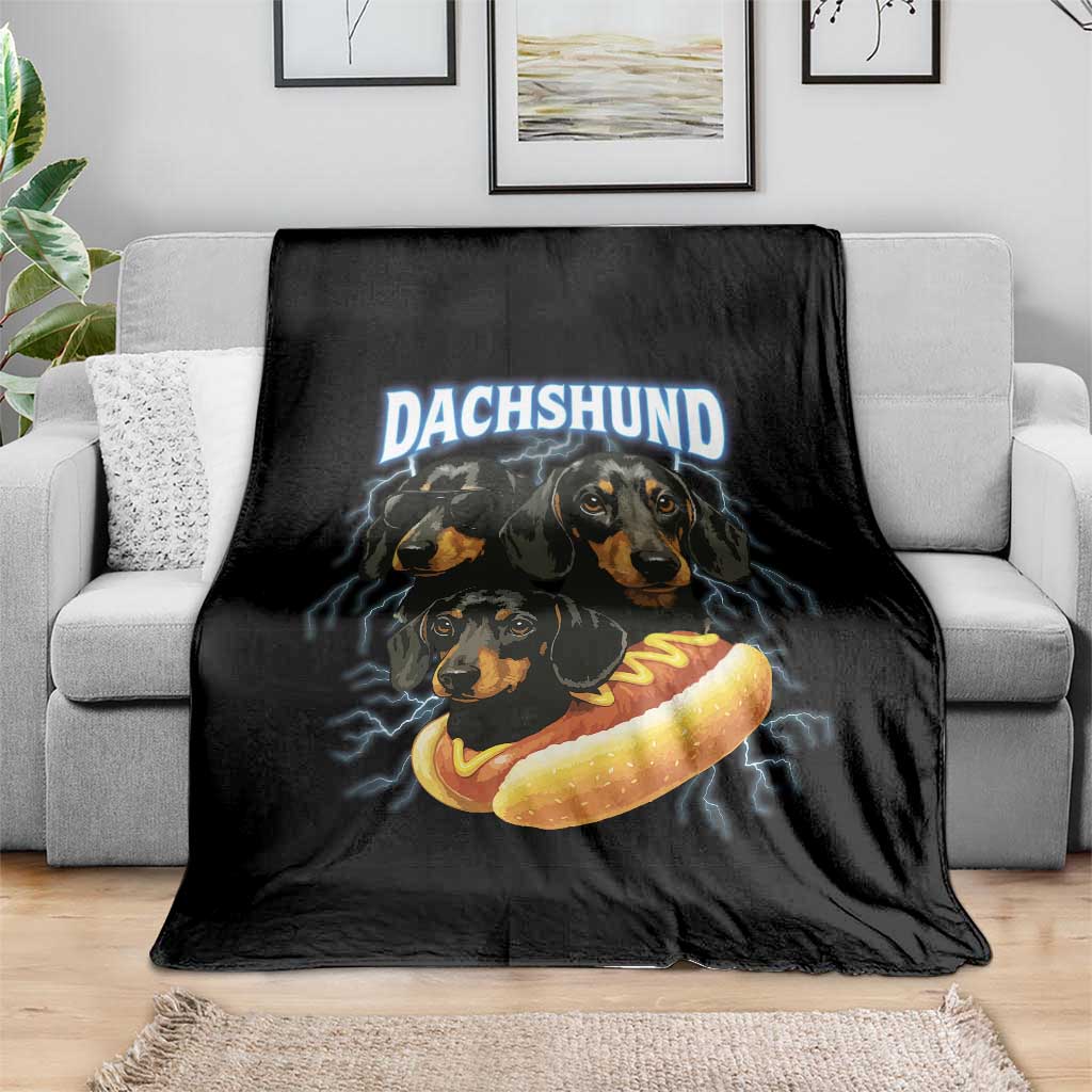 Dog Meme Throw Blanket Funny Dachshund Dog In A Hot Dog Costume - Wonder Print Shop
