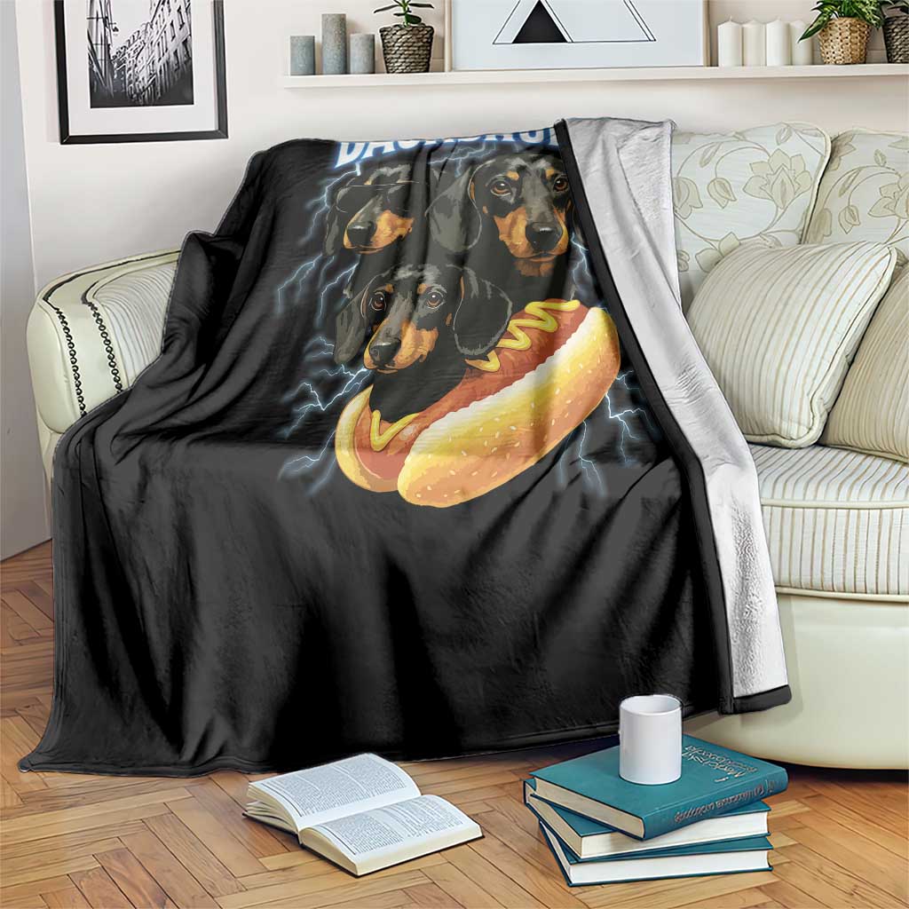 Dog Meme Throw Blanket Funny Dachshund Dog In A Hot Dog Costume - Wonder Print Shop