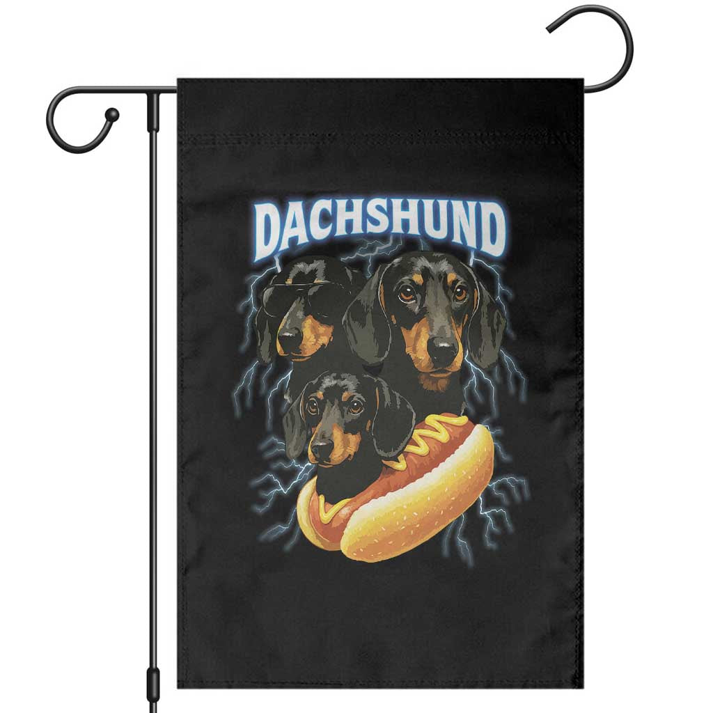 Dog Meme Garden Flag Funny Dachshund Dog In A Hot Dog Costume - Wonder Print Shop