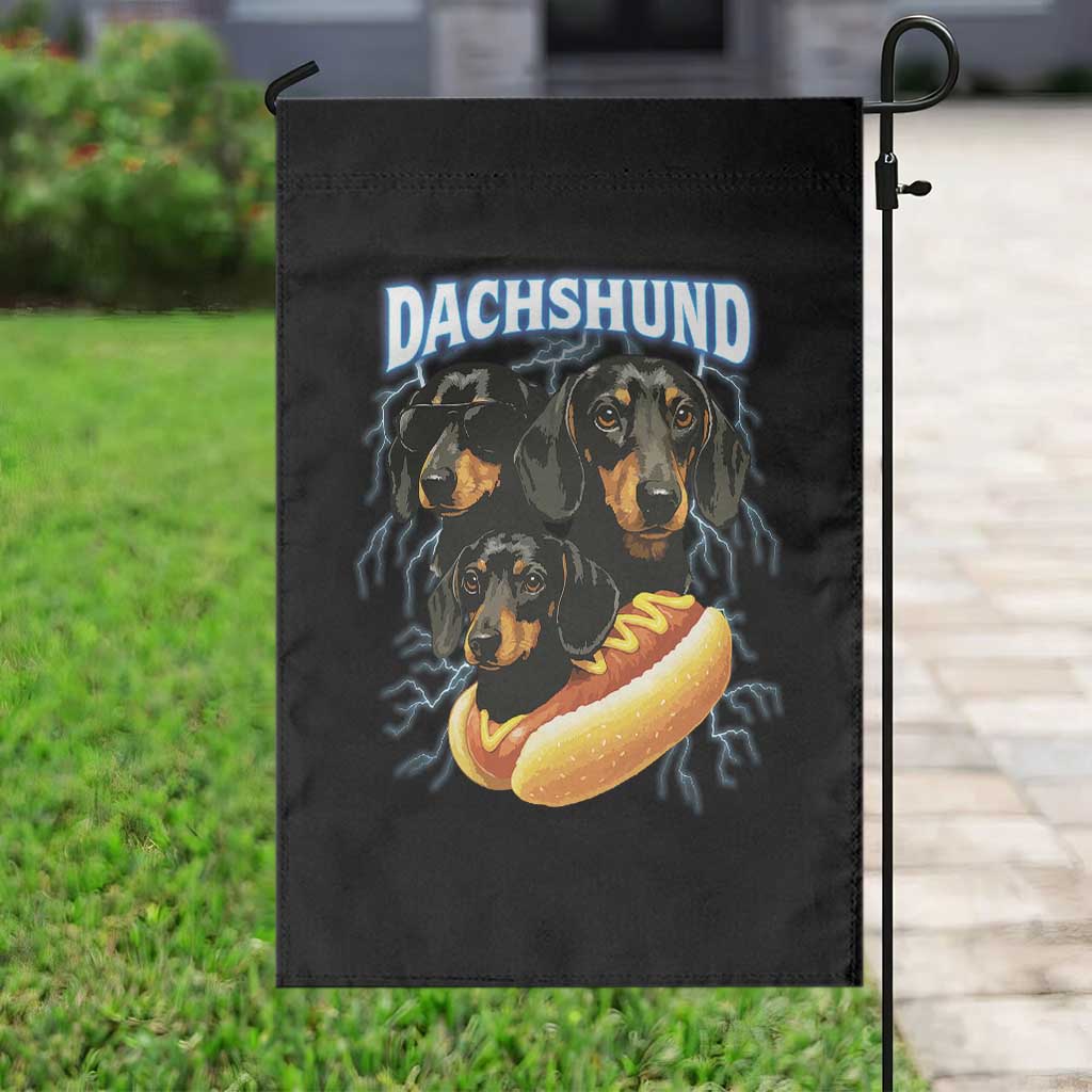 Dog Meme Garden Flag Funny Dachshund Dog In A Hot Dog Costume - Wonder Print Shop