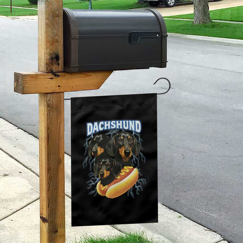Dog Meme Garden Flag Funny Dachshund Dog In A Hot Dog Costume - Wonder Print Shop