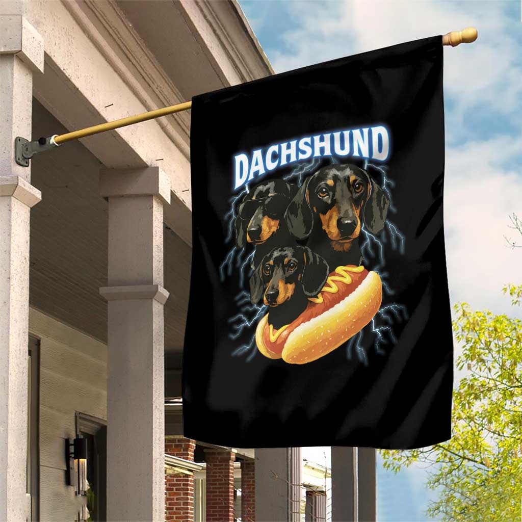 Dog Meme Garden Flag Funny Dachshund Dog In A Hot Dog Costume - Wonder Print Shop