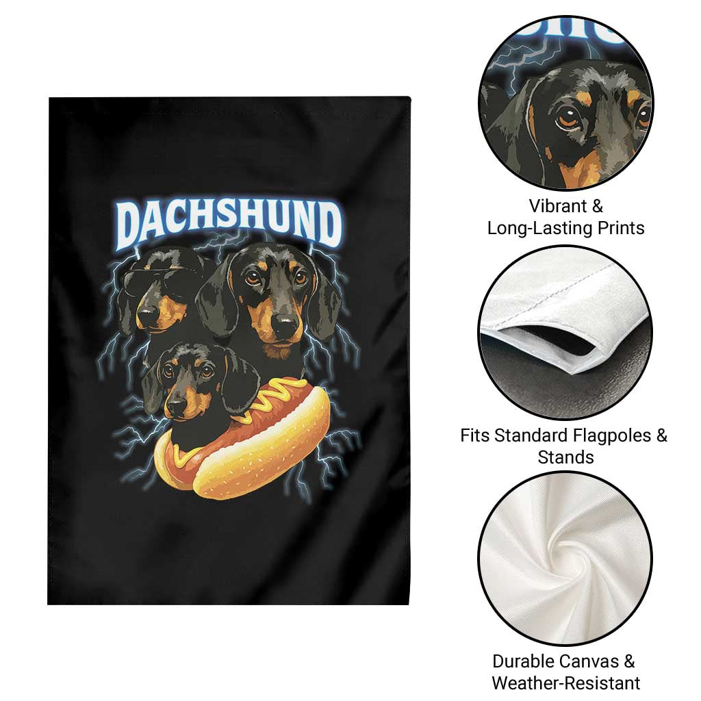 Dog Meme Garden Flag Funny Dachshund Dog In A Hot Dog Costume - Wonder Print Shop