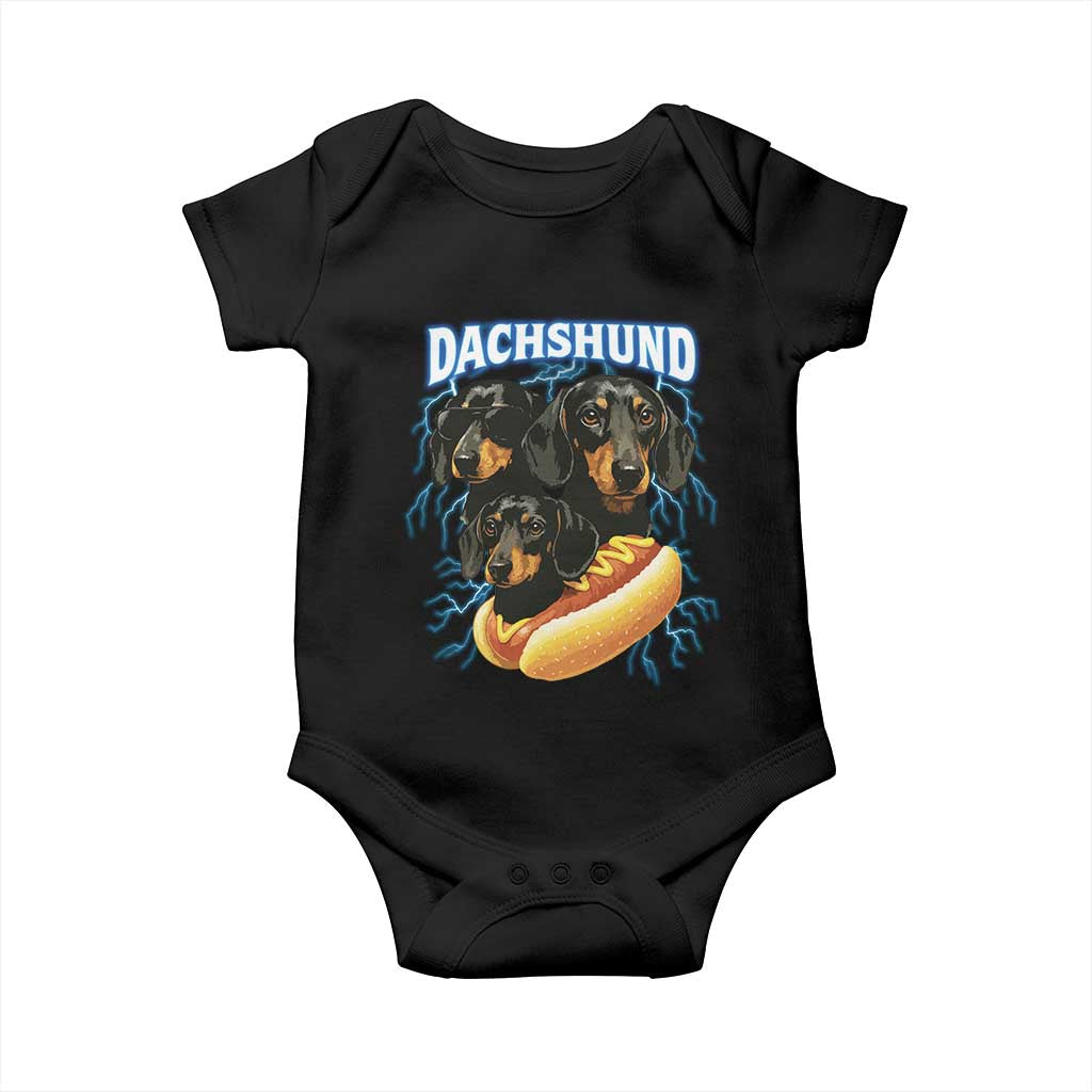 Dog Meme Baby Onesie Funny Dachshund Dog In A Hot Dog Costume - Wonder Print Shop