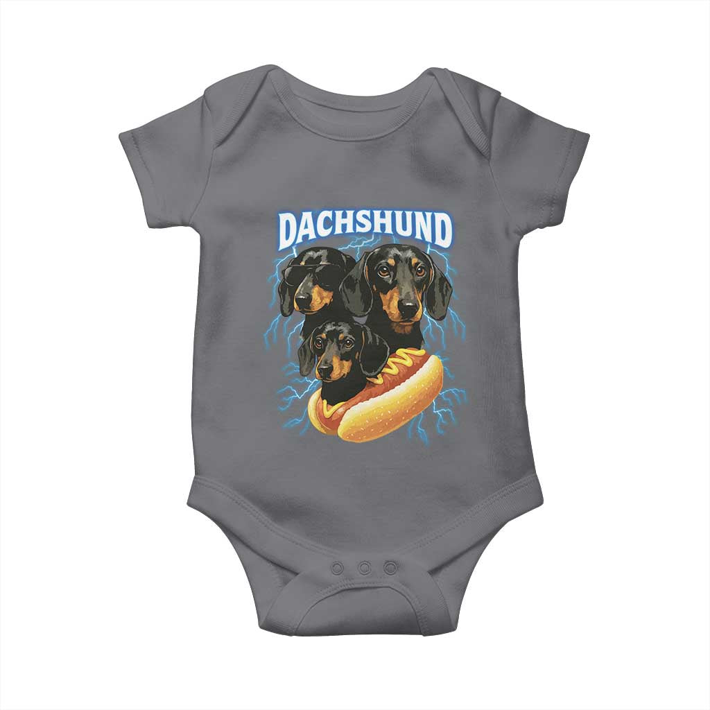 Dog Meme Baby Onesie Funny Dachshund Dog In A Hot Dog Costume - Wonder Print Shop