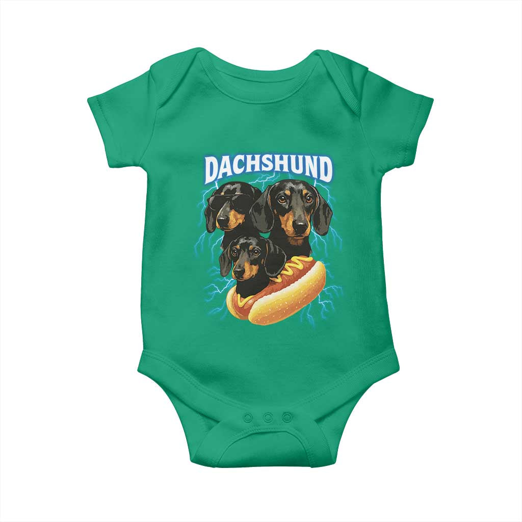 Dog Meme Baby Onesie Funny Dachshund Dog In A Hot Dog Costume - Wonder Print Shop
