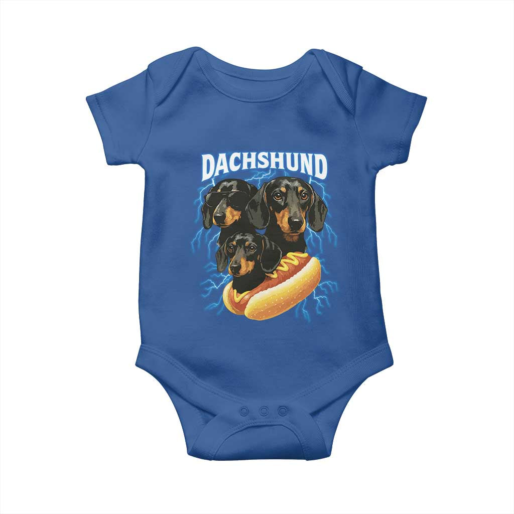 Dog Meme Baby Onesie Funny Dachshund Dog In A Hot Dog Costume - Wonder Print Shop