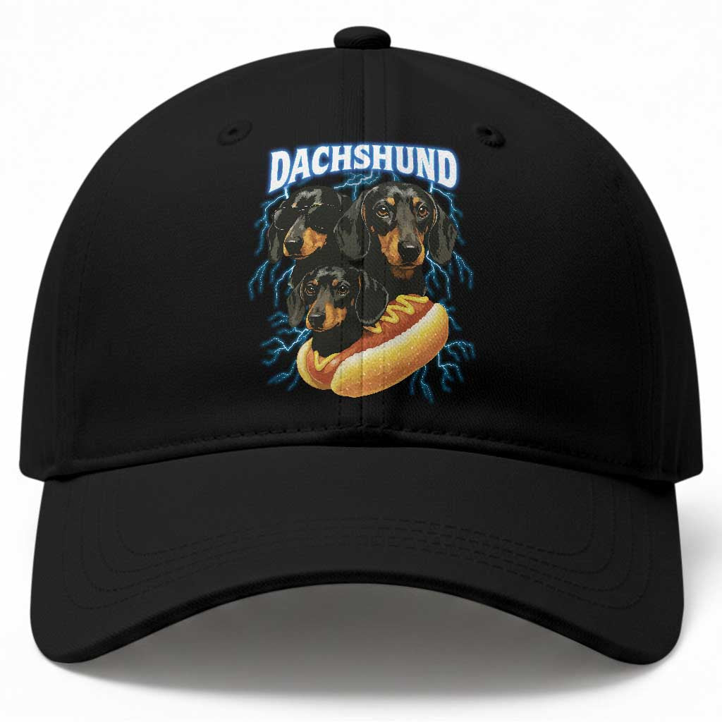 Dog Meme Baseball Cap Funny Dachshund Dog In A Hot Dog Costume