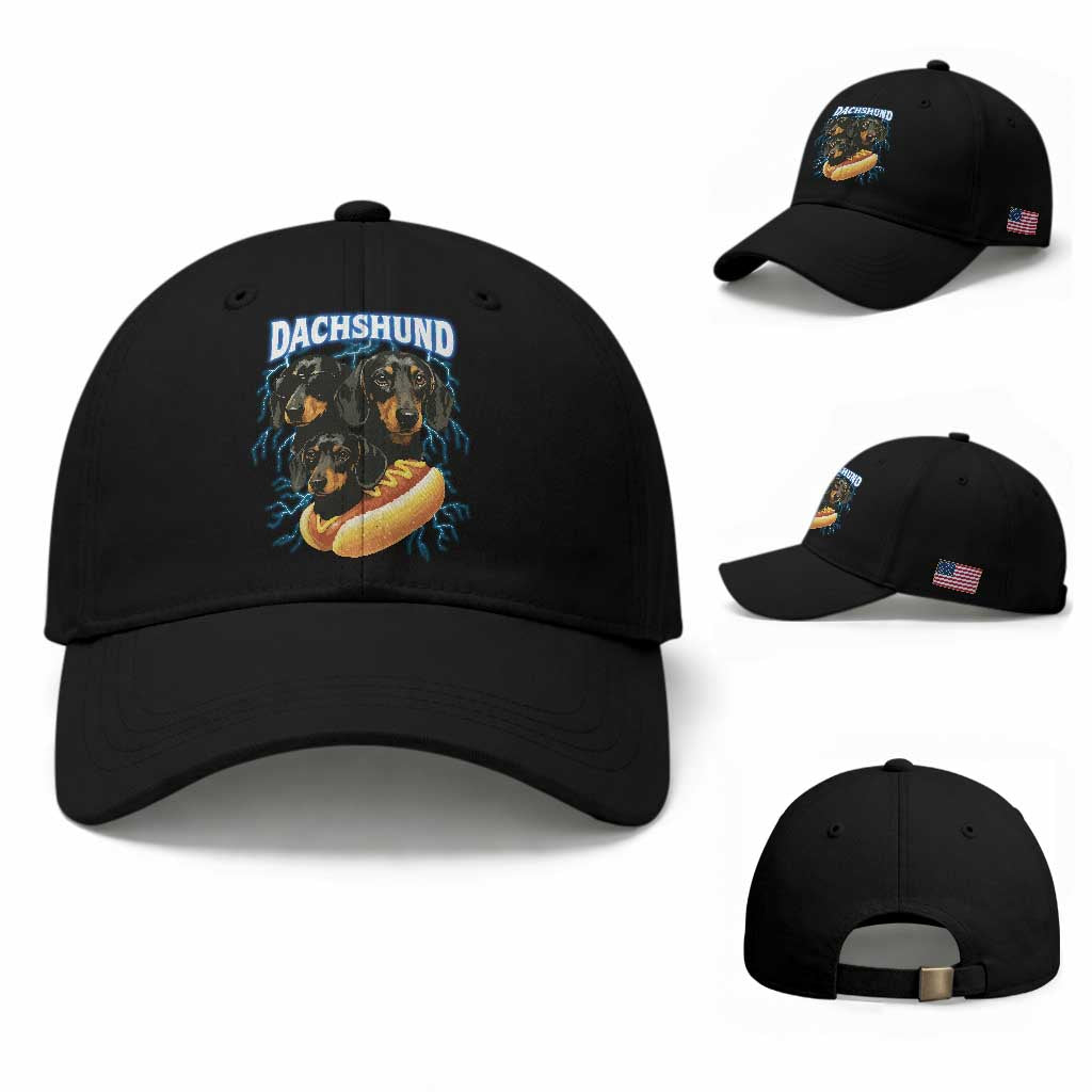 Dog Meme Baseball Cap Funny Dachshund Dog In A Hot Dog Costume