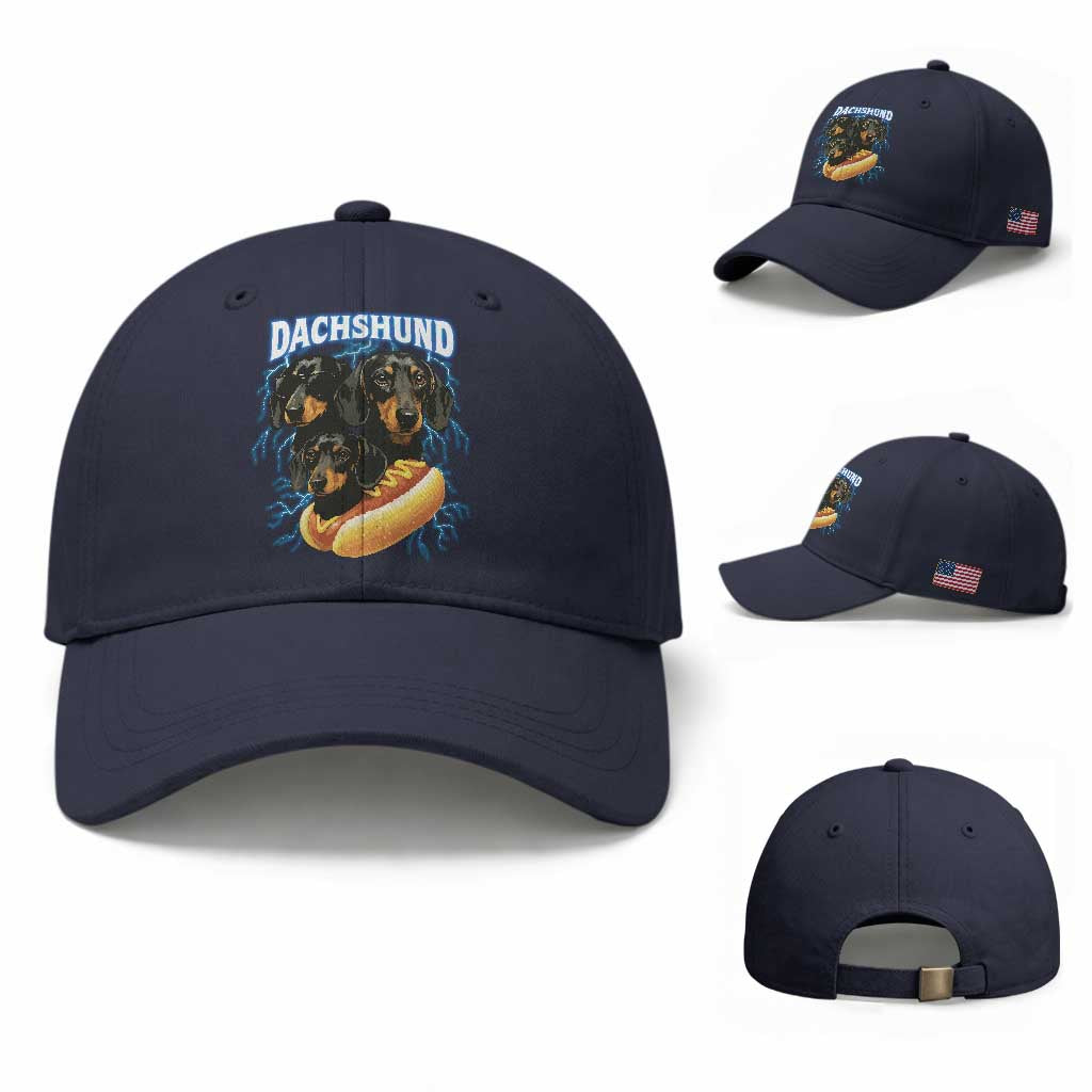 Dog Meme Baseball Cap Funny Dachshund Dog In A Hot Dog Costume