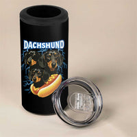 Dog Meme 4 in 1 Can Cooler Tumbler Funny Dachshund Dog In A Hot Dog Costume