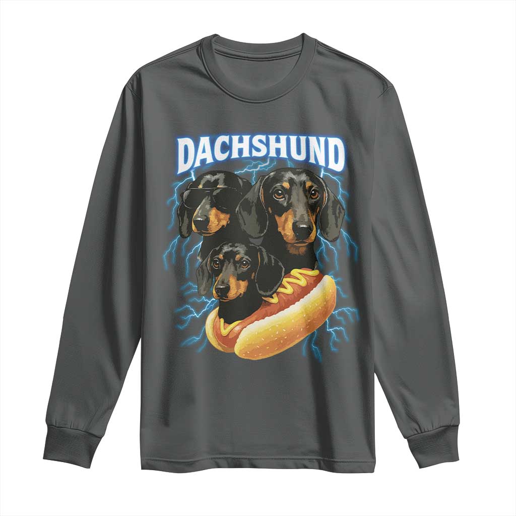 Dog Meme Long Sleeve Shirt Funny Dachshund Dog In A Hot Dog Costume - Wonder Print Shop