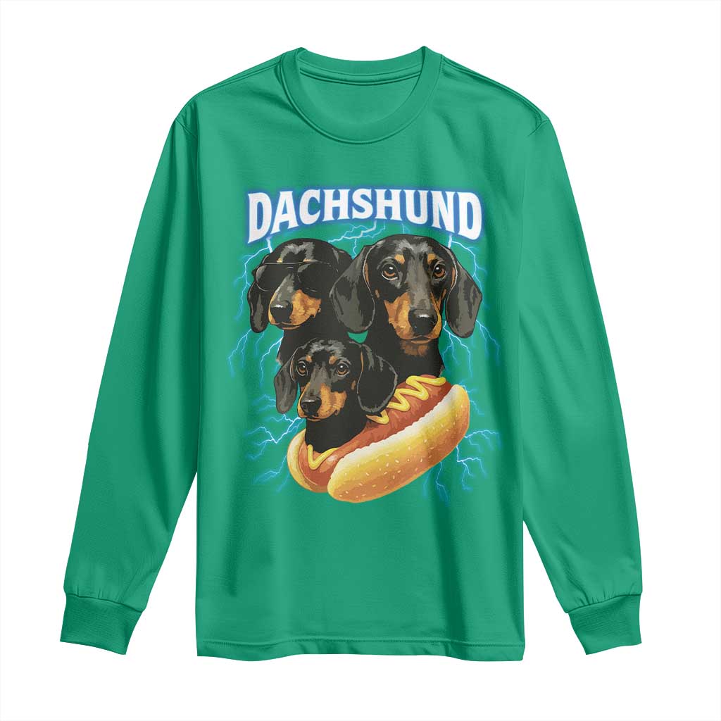 Dog Meme Long Sleeve Shirt Funny Dachshund Dog In A Hot Dog Costume - Wonder Print Shop