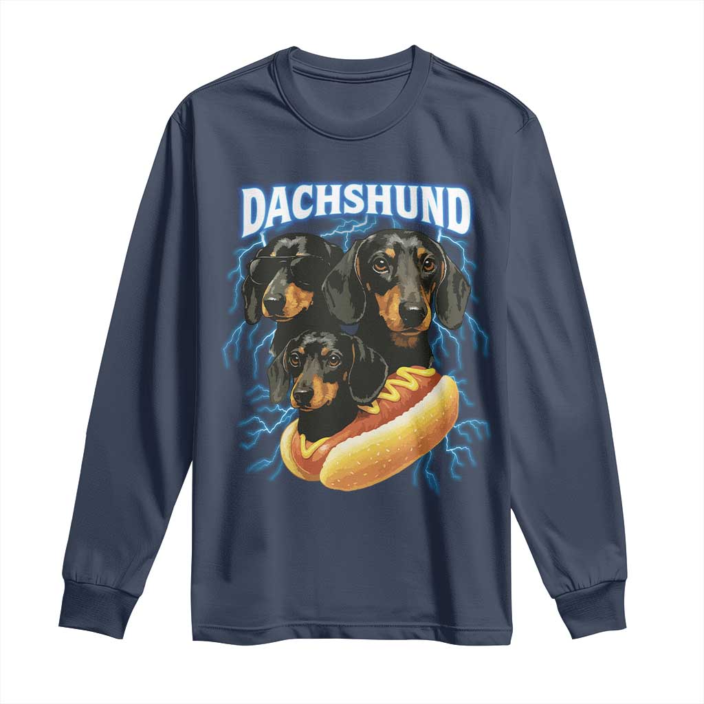 Dog Meme Long Sleeve Shirt Funny Dachshund Dog In A Hot Dog Costume - Wonder Print Shop