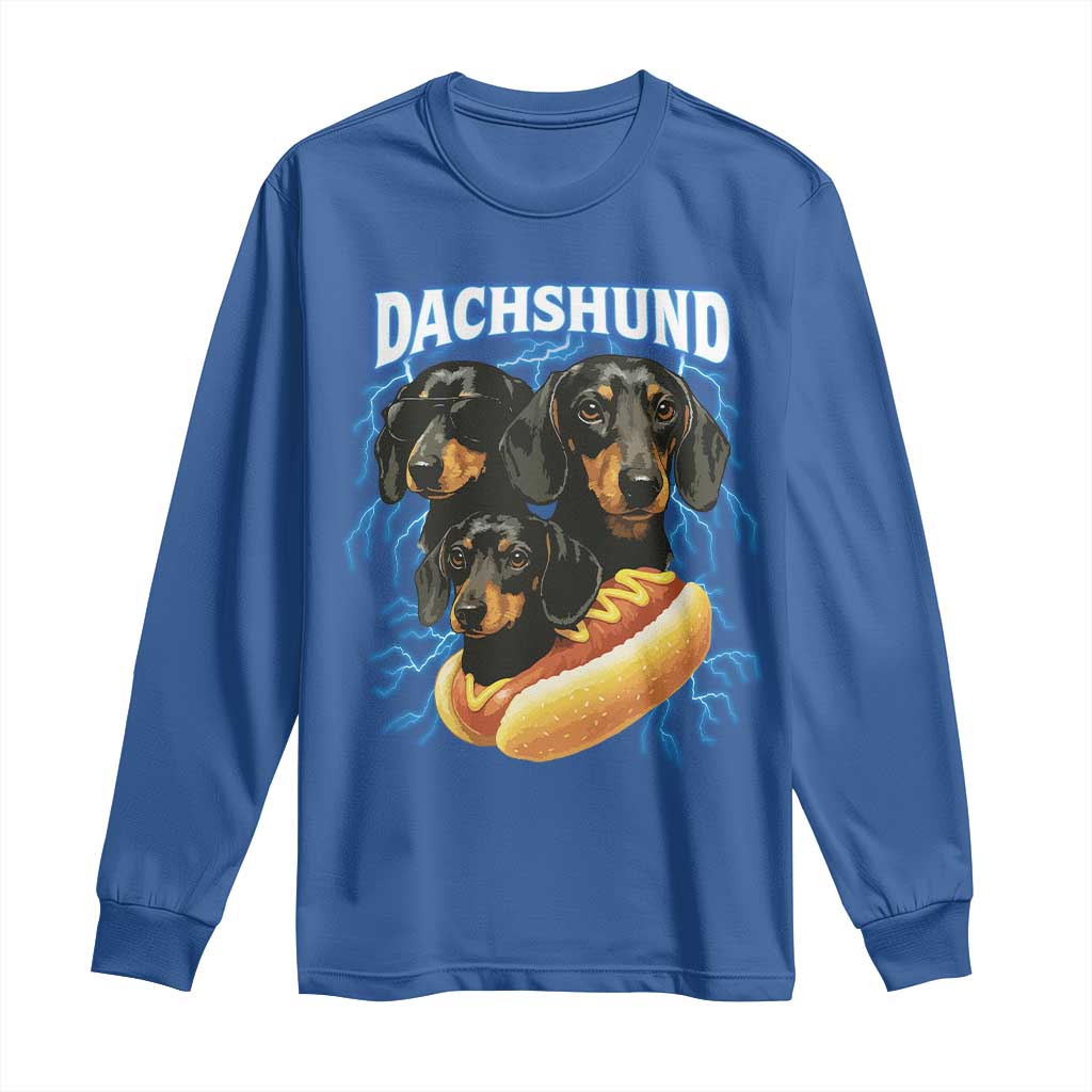 Dog Meme Long Sleeve Shirt Funny Dachshund Dog In A Hot Dog Costume - Wonder Print Shop
