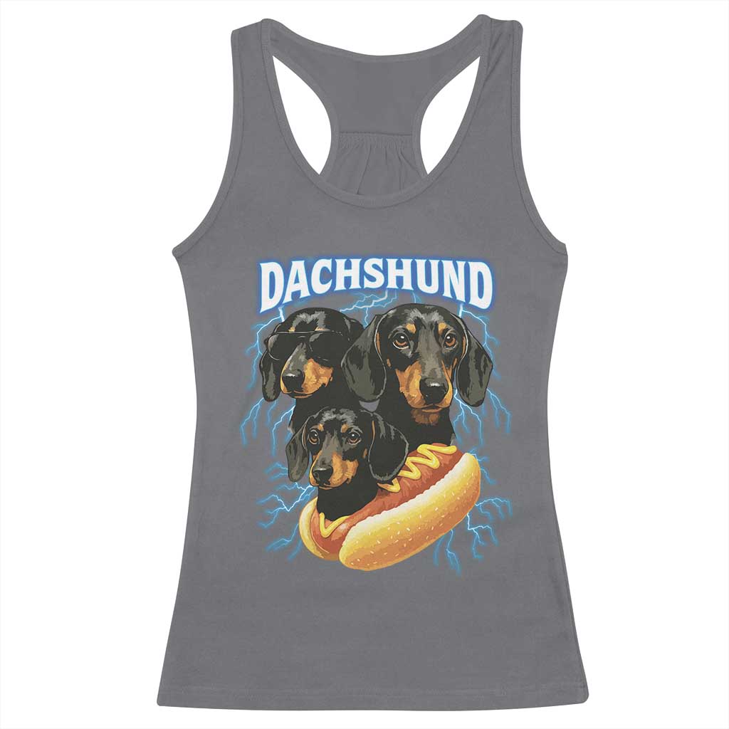Dog Meme Racerback Tank Top Funny Dachshund Dog In A Hot Dog Costume - Wonder Print Shop