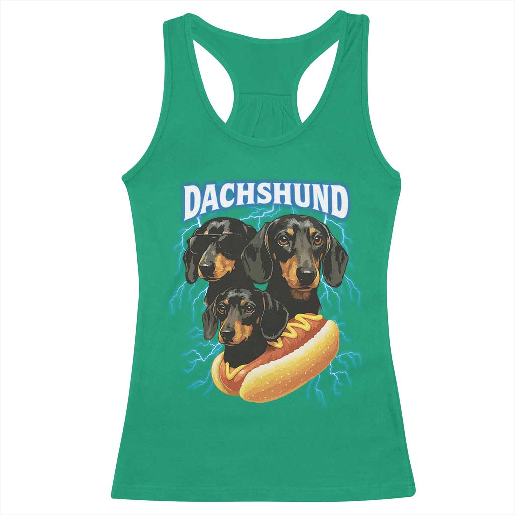 Dog Meme Racerback Tank Top Funny Dachshund Dog In A Hot Dog Costume - Wonder Print Shop