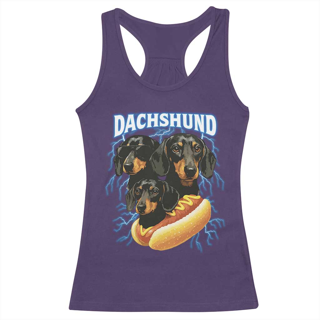 Dog Meme Racerback Tank Top Funny Dachshund Dog In A Hot Dog Costume - Wonder Print Shop