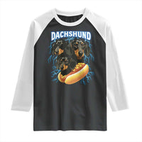 Dog Meme Raglan Shirt Funny Dachshund Dog In A Hot Dog Costume - Wonder Print Shop