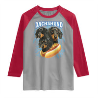 Dog Meme Raglan Shirt Funny Dachshund Dog In A Hot Dog Costume - Wonder Print Shop