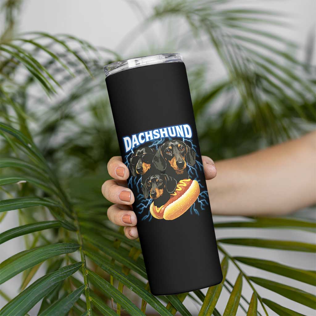 Dog Meme Skinny Tumbler Funny Dachshund Dog In A Hot Dog Costume