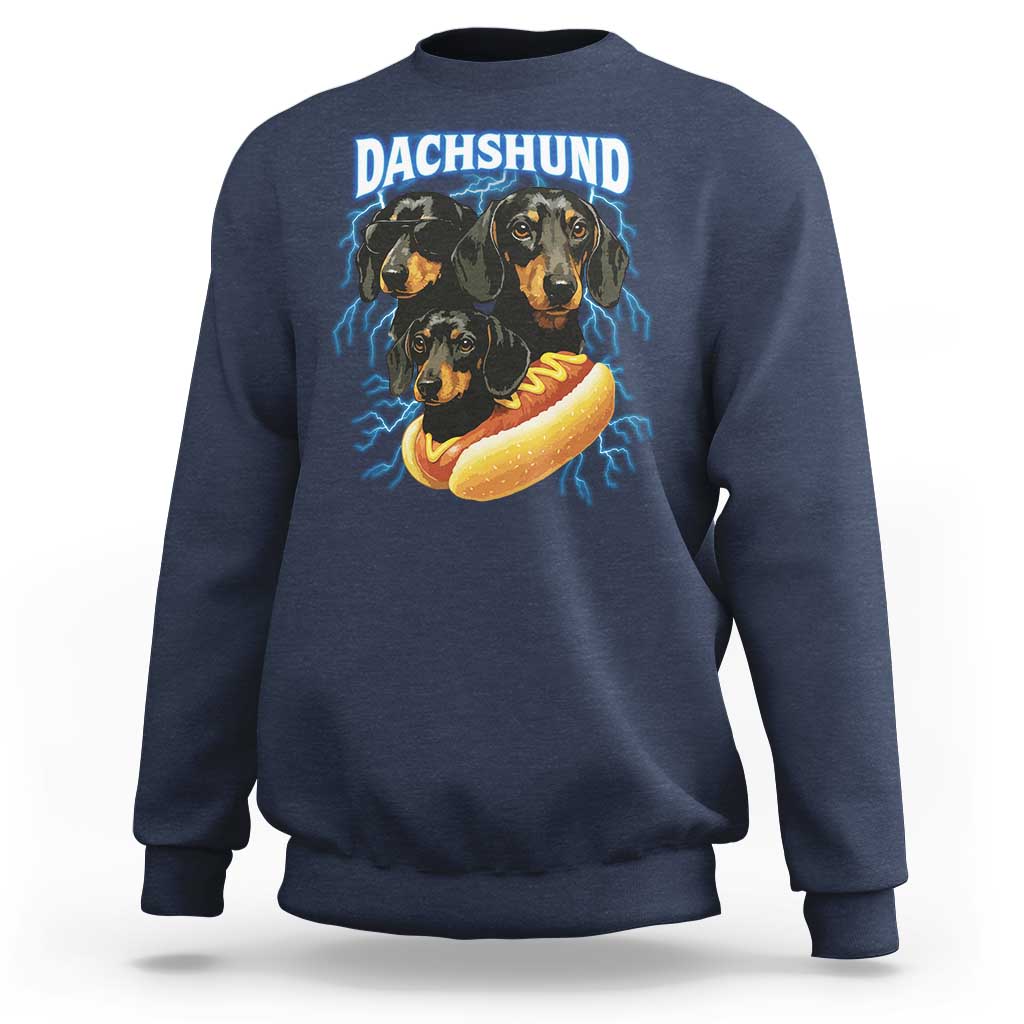 Dog Meme Sweatshirt Funny Dachshund Dog In A Hot Dog Costume - Wonder Print Shop