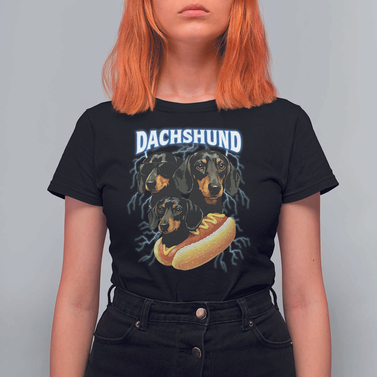 Dog Meme T Shirt For Women Funny Dachshund Dog In A Hot Dog Costume - Wonder Print Shop