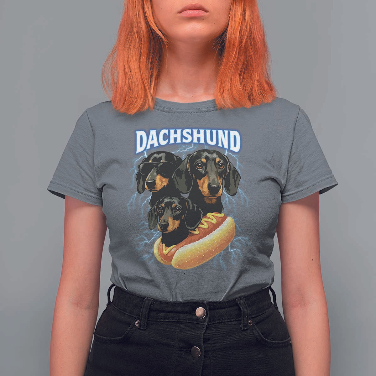 Dog Meme T Shirt For Women Funny Dachshund Dog In A Hot Dog Costume - Wonder Print Shop