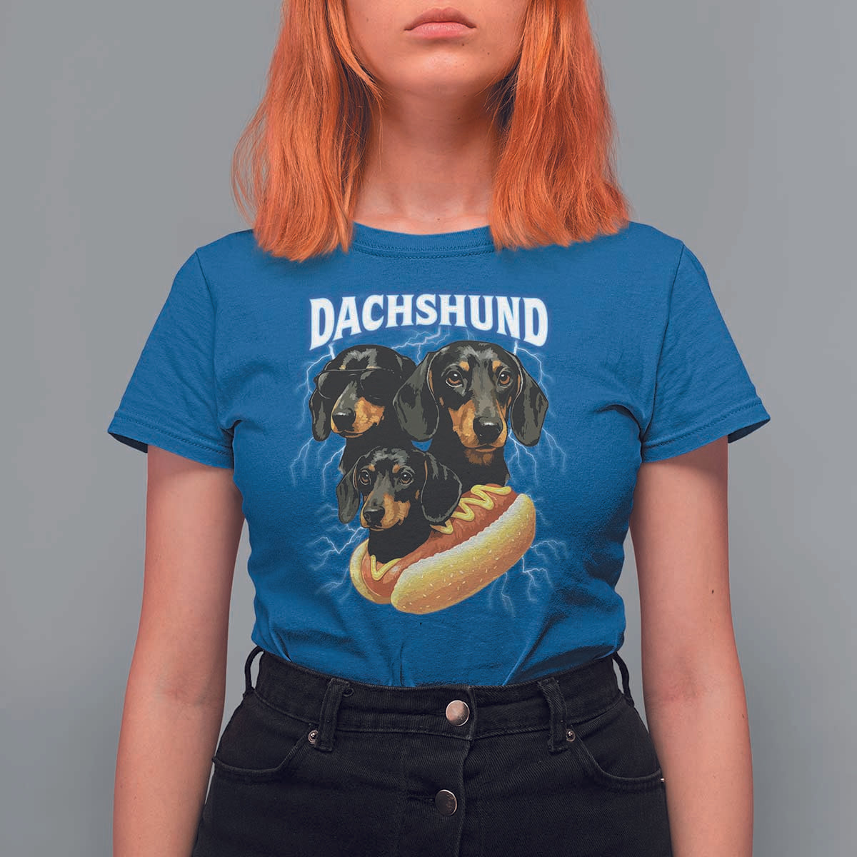 Dog Meme T Shirt For Women Funny Dachshund Dog In A Hot Dog Costume - Wonder Print Shop