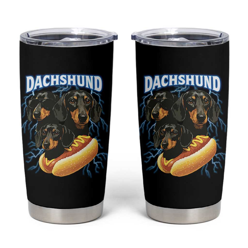 Dog Meme Tumbler Cup Funny Dachshund Dog In A Hot Dog Costume