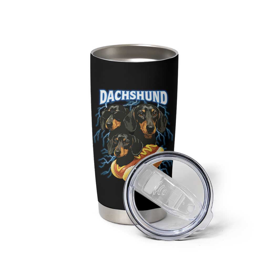Dog Meme Tumbler Cup Funny Dachshund Dog In A Hot Dog Costume