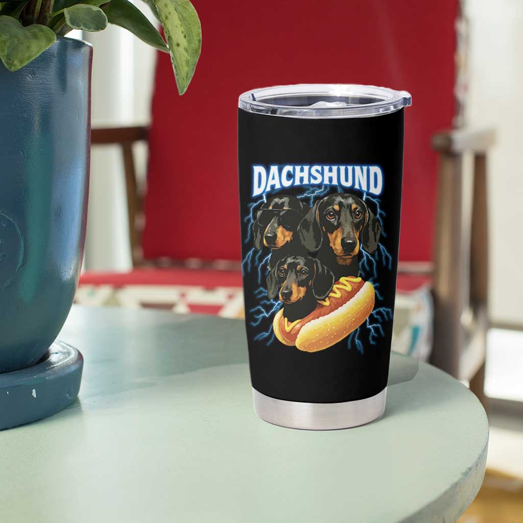 Dog Meme Tumbler Cup Funny Dachshund Dog In A Hot Dog Costume