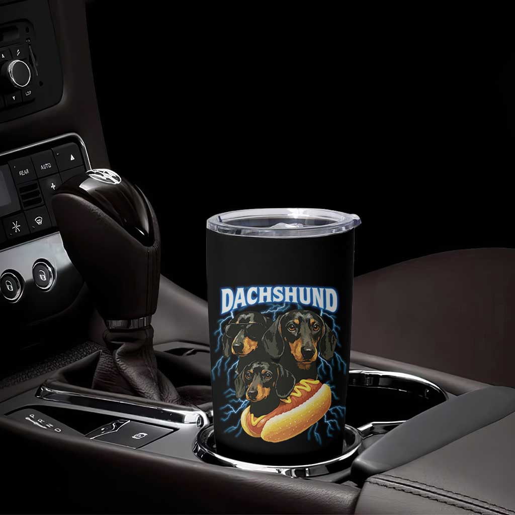 Dog Meme Tumbler Cup Funny Dachshund Dog In A Hot Dog Costume
