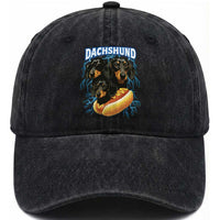 Dog Meme Washed Cotton Baseball Cap Funny Dachshund Dog In A Hot Dog Costume